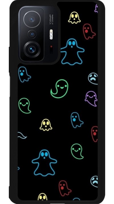 Coque Xiaomi 11T - Silicone rigide noir Halloween 2024 colorful ghosts