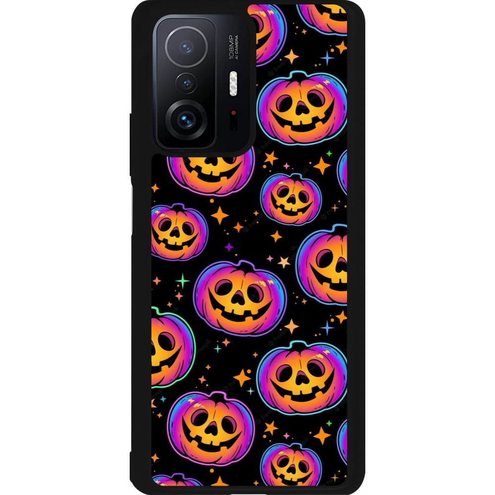 Coque Xiaomi 11T - Silicone rigide noir Halloween 2024 rainbow pumpkins