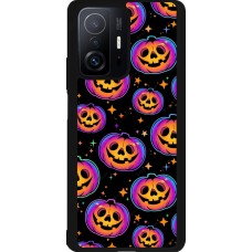 Coque Xiaomi 11T - Silicone rigide noir Halloween 2024 rainbow pumpkins