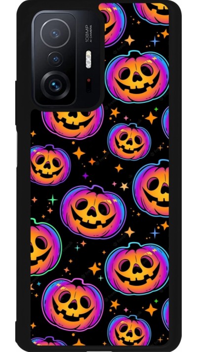 Coque Xiaomi 11T - Silicone rigide noir Halloween 2024 rainbow pumpkins