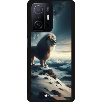 Coque Xiaomi 11T - Silicone rigide noir Le lion blanc