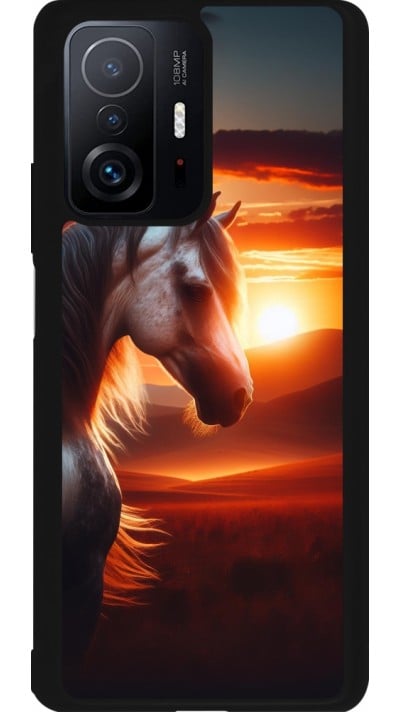 Coque Xiaomi 11T - Silicone rigide noir Majestic Sunset Horse