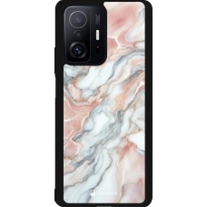 Coque Xiaomi 11T - Silicone rigide noir Marbre Rose Lumineux