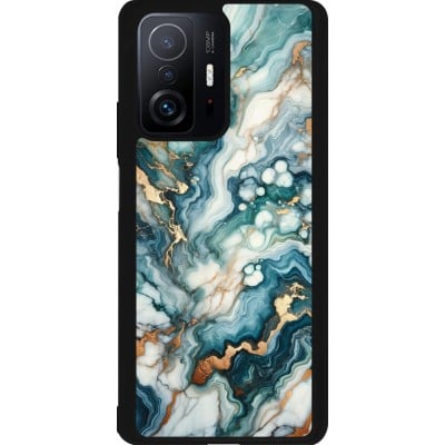 Coque Xiaomi 11T - Silicone rigide noir Marbre Vert Bleu Doré