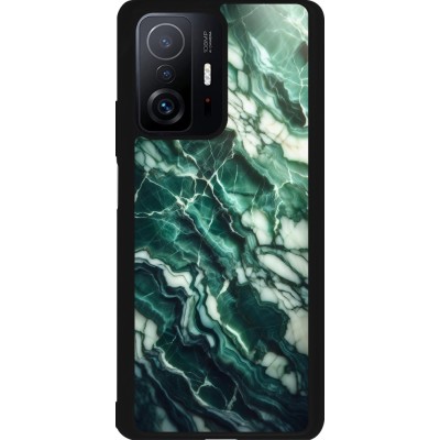 Coque Xiaomi 11T - Silicone rigide noir Marbre vert majestueux