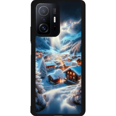 Coque Xiaomi 11T - Silicone rigide noir Mont Neige Lumière