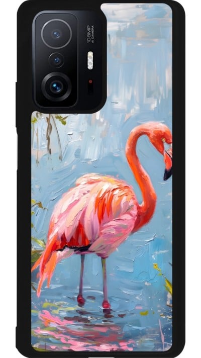 Xiaomi 11T Case Hülle - Silikon schwarz Paint Flamingo