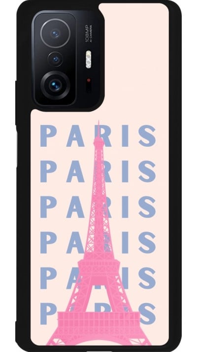 Xiaomi 11T Case Hülle - Silikon schwarz Paris Pink Print