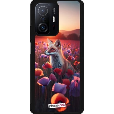 Coque Xiaomi 11T - Silicone rigide noir Renard pourpre au crépuscule