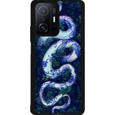 Coque Xiaomi 11T - Silicone rigide noir Serpent Blue Anaconda