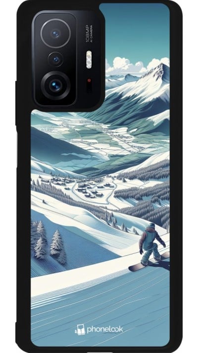 Xiaomi 11T Case Hülle - Silikon schwarz Snowboarder Berg