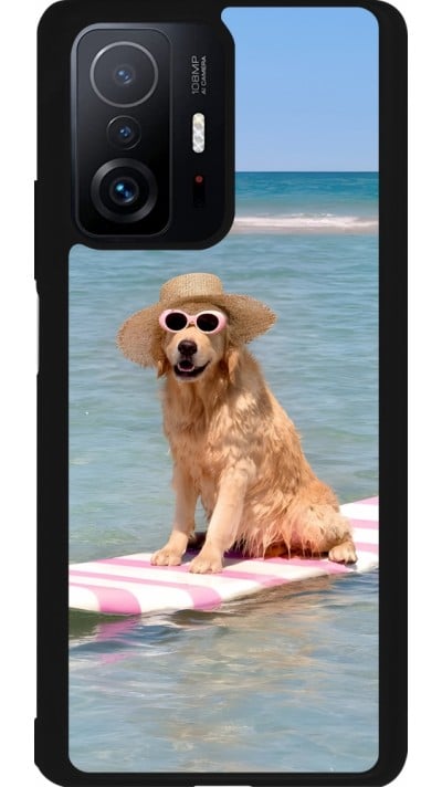 Coque Xiaomi 11T - Silicone rigide noir Summer Dog on Paddle