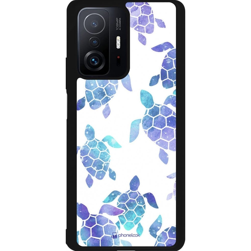 Coque Xiaomi 11T - Silicone rigide noir Turtles pattern watercolor