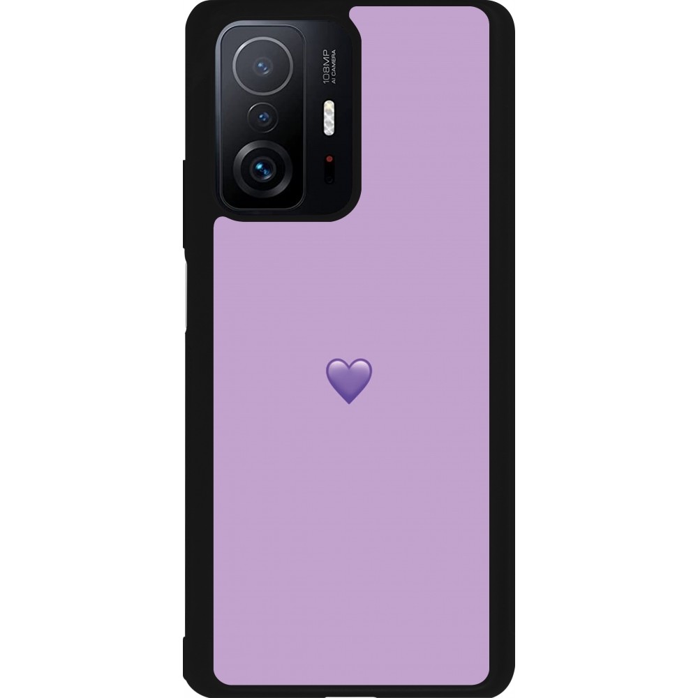 Coque Xiaomi 11T - Silicone rigide noir Valentine 2023 purpule single heart