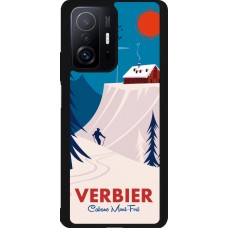 Coque Xiaomi 11T - Silicone rigide noir Verbier Cabane Mont-Fort