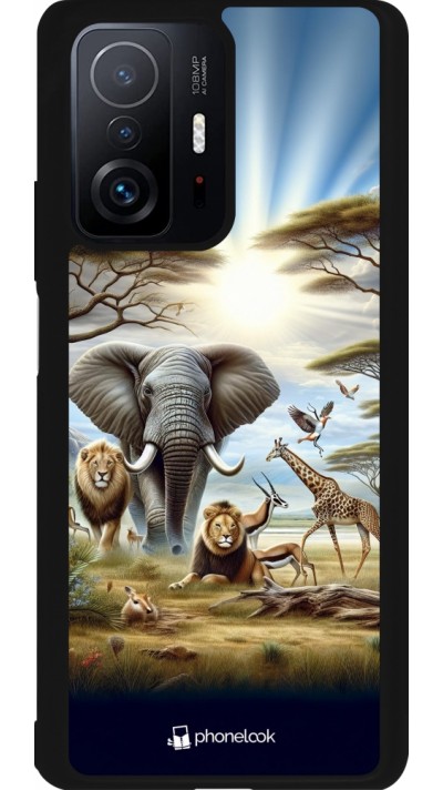 Coque Xiaomi 11T - Silicone rigide noir Vie sauvage africaine