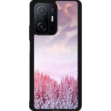 Coque Xiaomi 11T - Silicone rigide noir Winter 22 Pink Forest