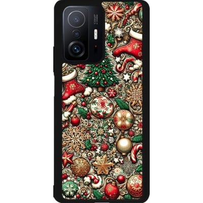 Coque Xiaomi 11T - Silicone rigide noir Noël 2023 micro pattern