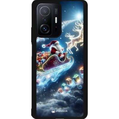 Coque Xiaomi 11T - Silicone rigide noir Noël 2023 Père Noël enchanté