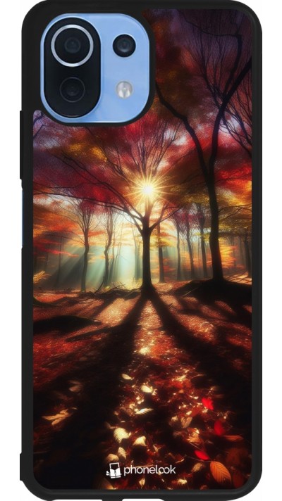 Coque Xiaomi Mi 11 Lite 5G - Silicone rigide noir Automne doré glare