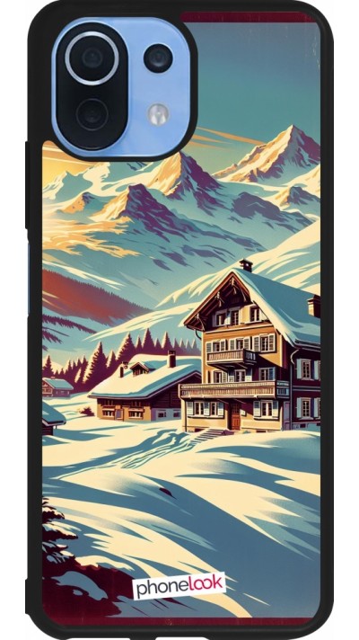 Coque Xiaomi Mi 11 Lite 5G - Silicone rigide noir Chalet montagne enneigée