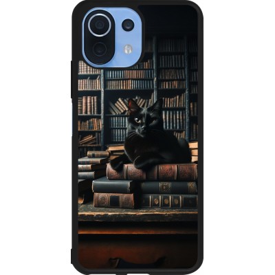 Coque Xiaomi Mi 11 Lite 5G - Silicone rigide noir Chat livres sombres