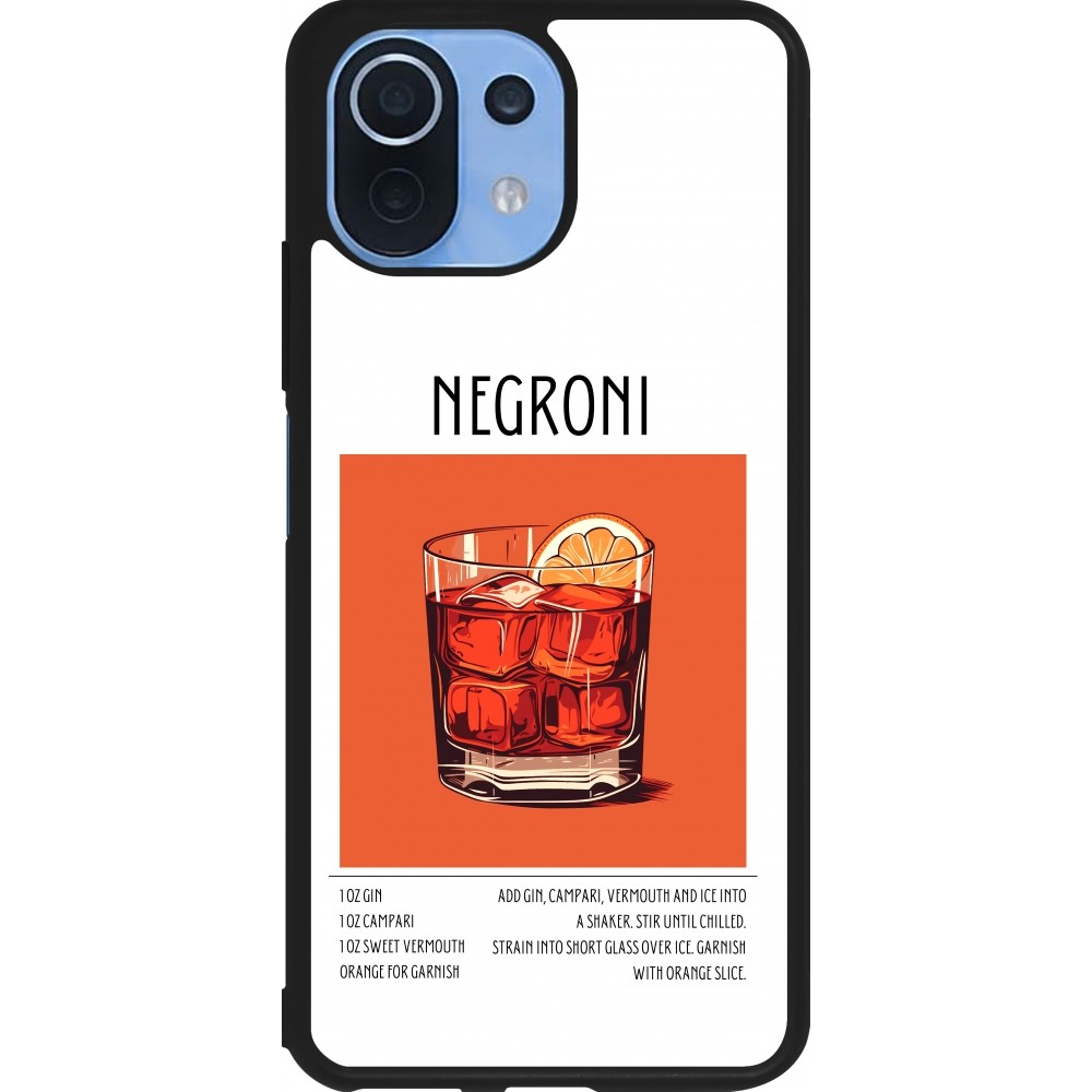 Coque Xiaomi Mi 11 Lite 5G - Silicone rigide noir Cocktail recette Negroni