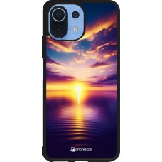 Coque Xiaomi Mi 11 Lite 5G - Silicone rigide noir Coucher soleil jaune violet