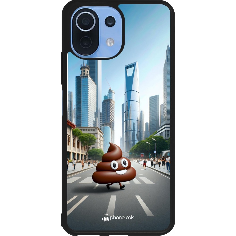 Coque Xiaomi Mi 11 Lite 5G - Silicone rigide noir Emoji Caca walk