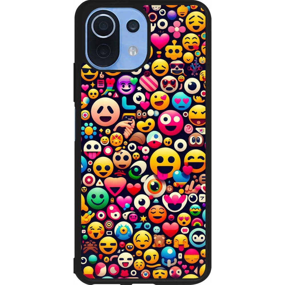 Coque Xiaomi Mi 11 Lite 5G - Silicone rigide noir Emoji Mix Color