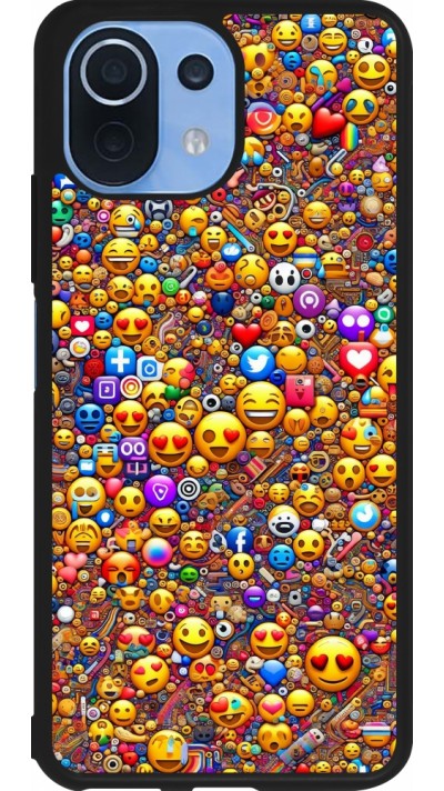 Coque Xiaomi Mi 11 Lite 5G - Silicone rigide noir Emoji mixed