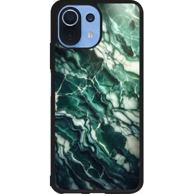 Coque Xiaomi Mi 11 Lite 5G - Silicone rigide noir Marbre vert majestueux