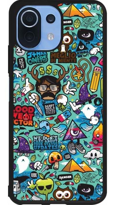 Coque Xiaomi Mi 11 Lite 5G - Silicone rigide noir Mixed Cartoons Turquoise