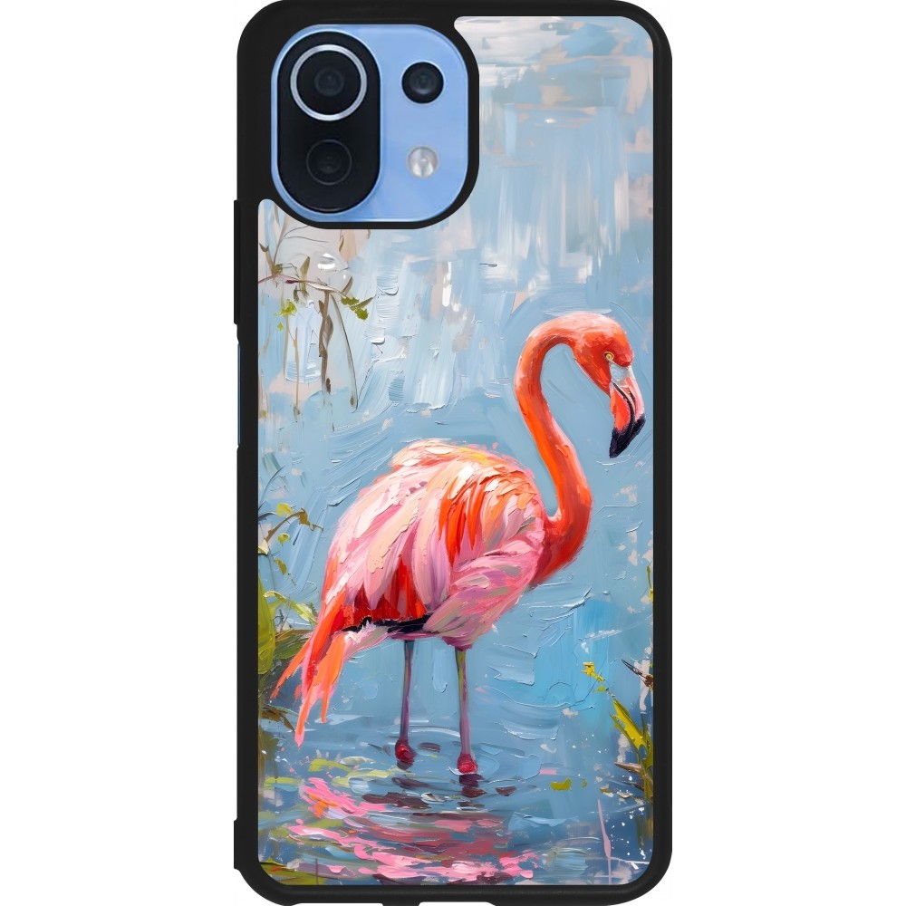 Coque Xiaomi Mi 11 Lite 5G - Silicone rigide noir Paint Flamingo