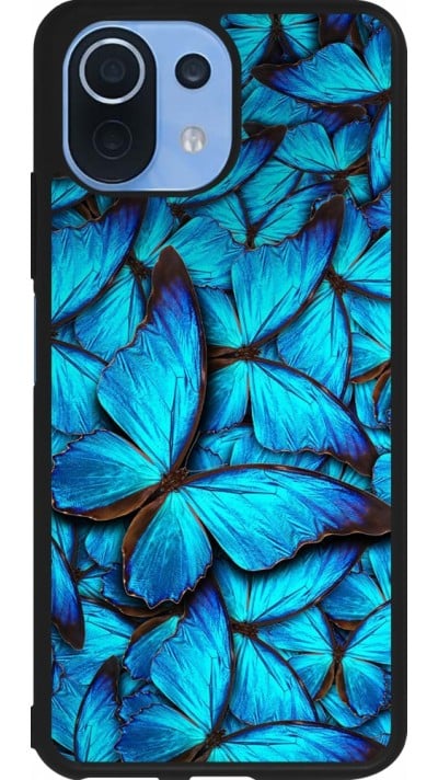 Coque Xiaomi Mi 11 Lite 5G - Silicone rigide noir Papillon bleu