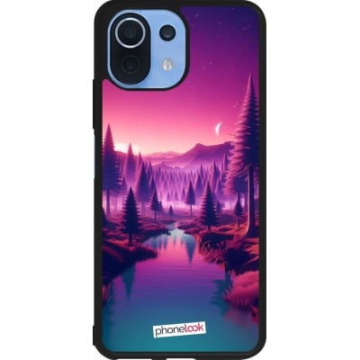 Coque Xiaomi Mi 11 Lite 5G - Silicone rigide noir Paysage Violet-Rose