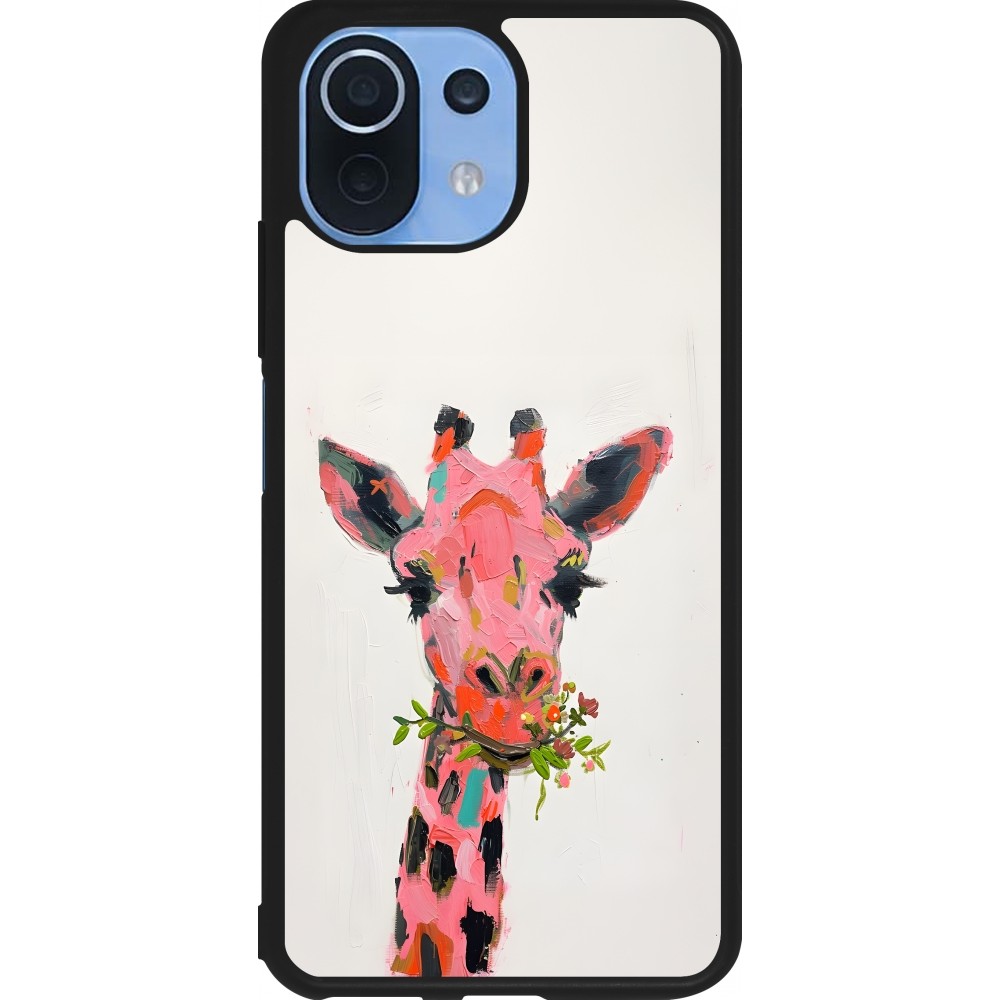 Coque Xiaomi Mi 11 Lite 5G - Silicone rigide noir Pink Girafe Paint