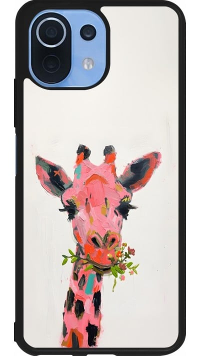 Coque Xiaomi Mi 11 Lite 5G - Silicone rigide noir Pink Girafe Paint