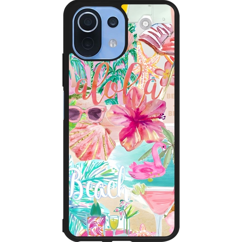 Coque Xiaomi Mi 11 Lite 5G - Silicone rigide noir Preppy Collage Aloha