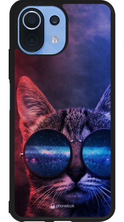 Coque Xiaomi Mi 11 Lite 5G - Silicone rigide noir Red Blue Cat Glasses