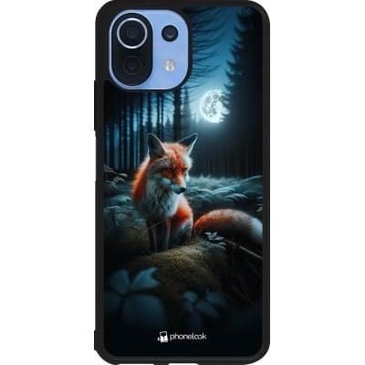 Coque Xiaomi Mi 11 Lite 5G - Silicone rigide noir Renard lune forêt