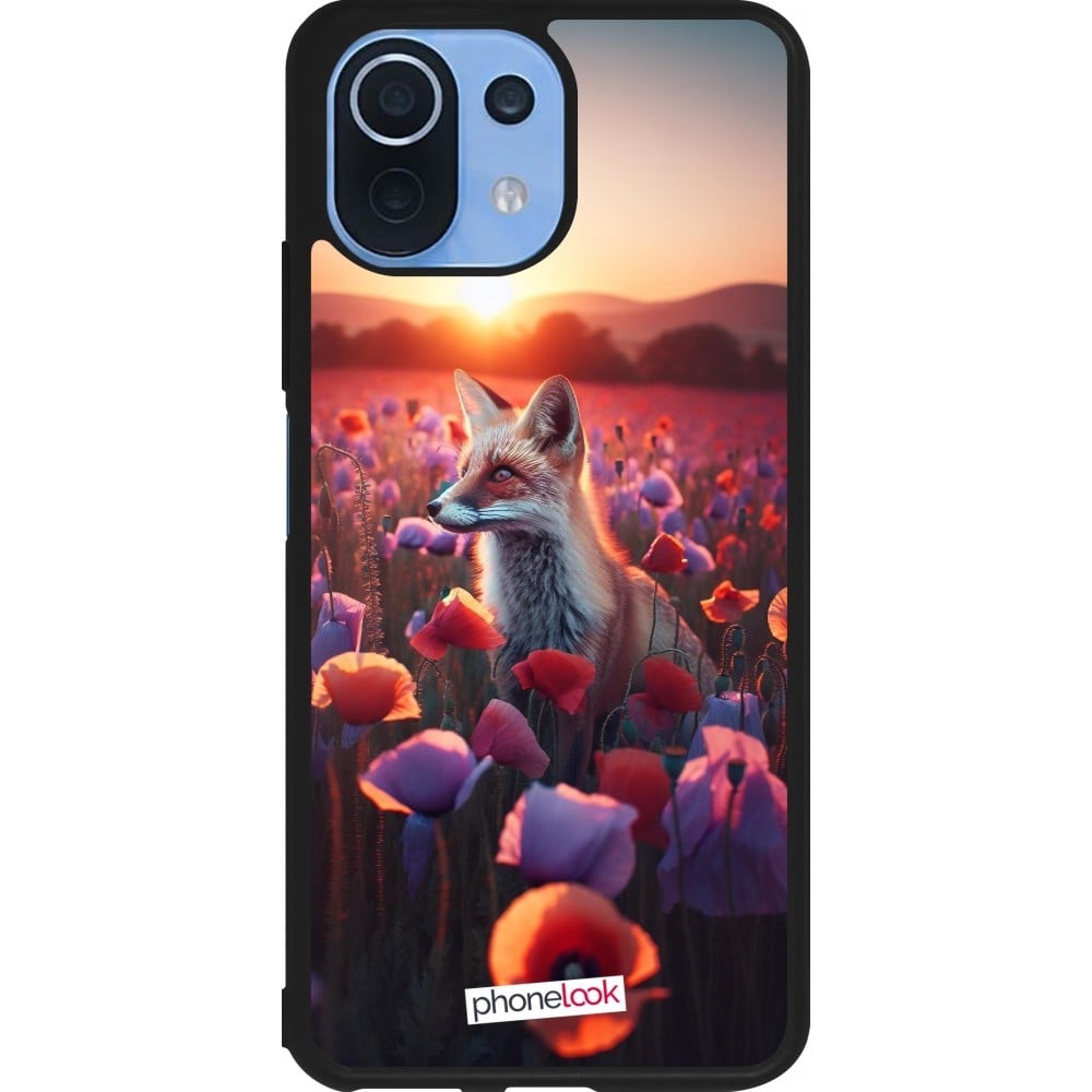 Coque Xiaomi Mi 11 Lite 5G - Silicone rigide noir Renard pourpre au crépuscule