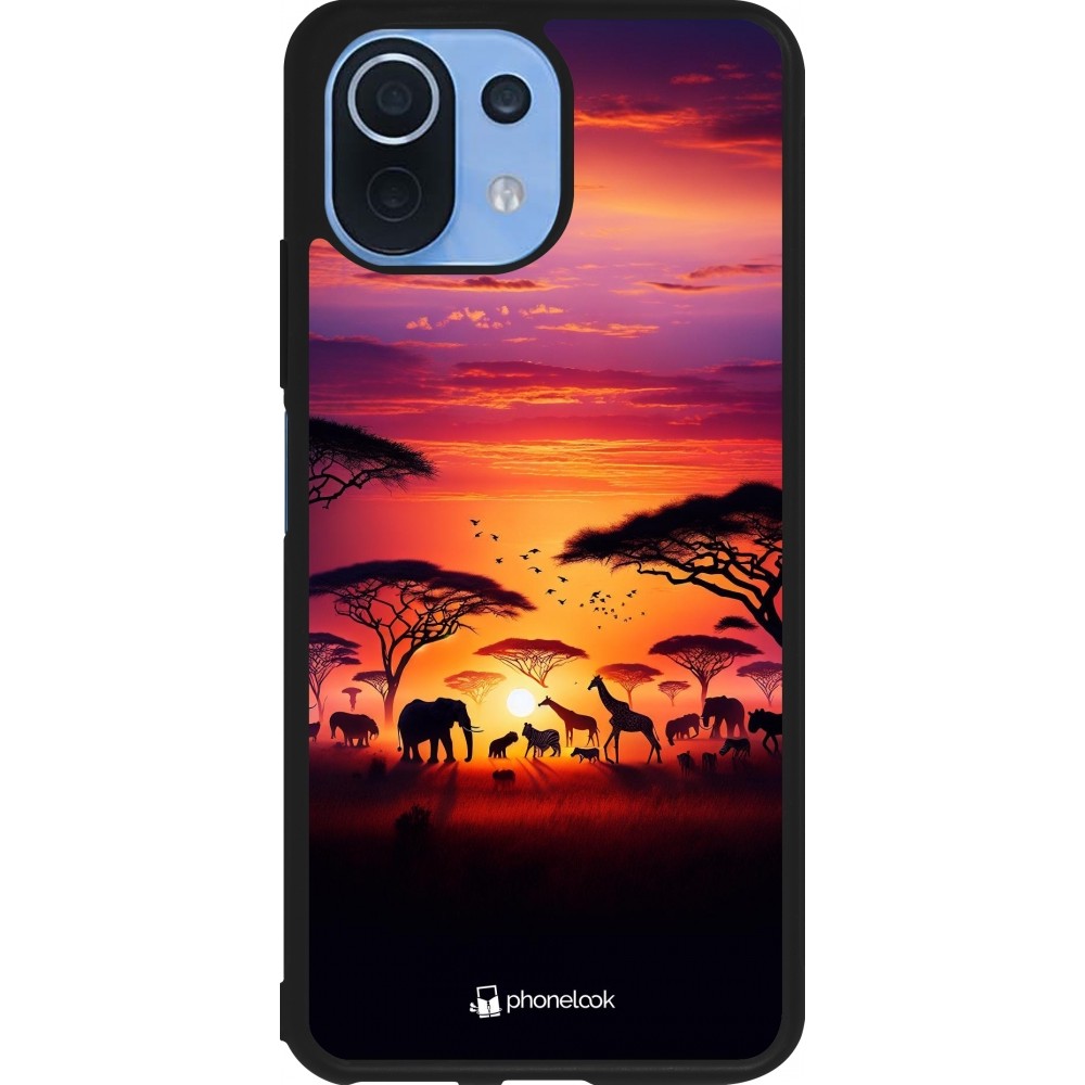 Coque Xiaomi Mi 11 Lite 5G - Silicone rigide noir Safari sunset wildlife