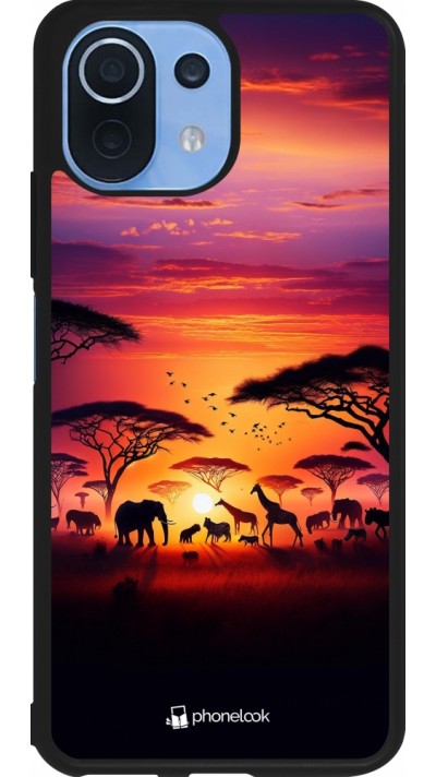 Coque Xiaomi Mi 11 Lite 5G - Silicone rigide noir Safari sunset wildlife