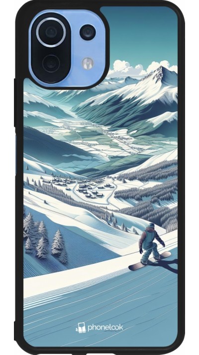 Coque Xiaomi Mi 11 Lite 5G - Silicone rigide noir Snowboarder Montagne