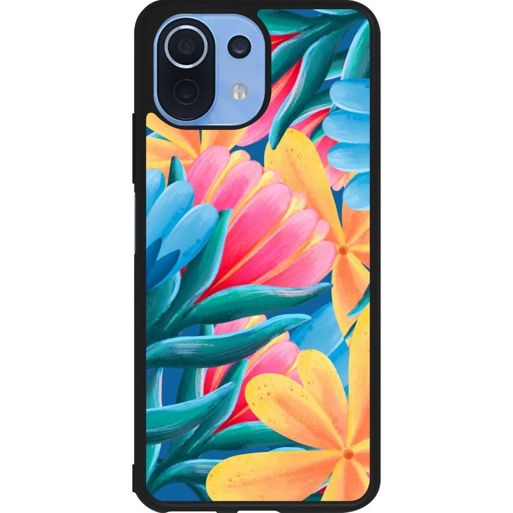 Coque Xiaomi Mi 11 Lite 5G - Silicone rigide noir Spring 23 colorful flowers