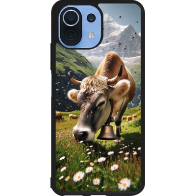 Coque Xiaomi Mi 11 Lite 5G - Silicone rigide noir Vache montagne Valais