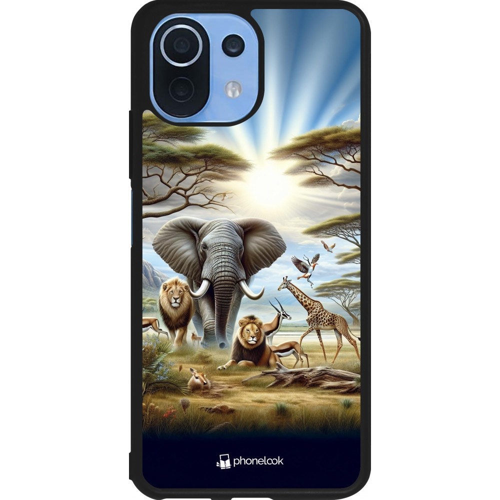 Coque Xiaomi Mi 11 Lite 5G - Silicone rigide noir Vie sauvage africaine