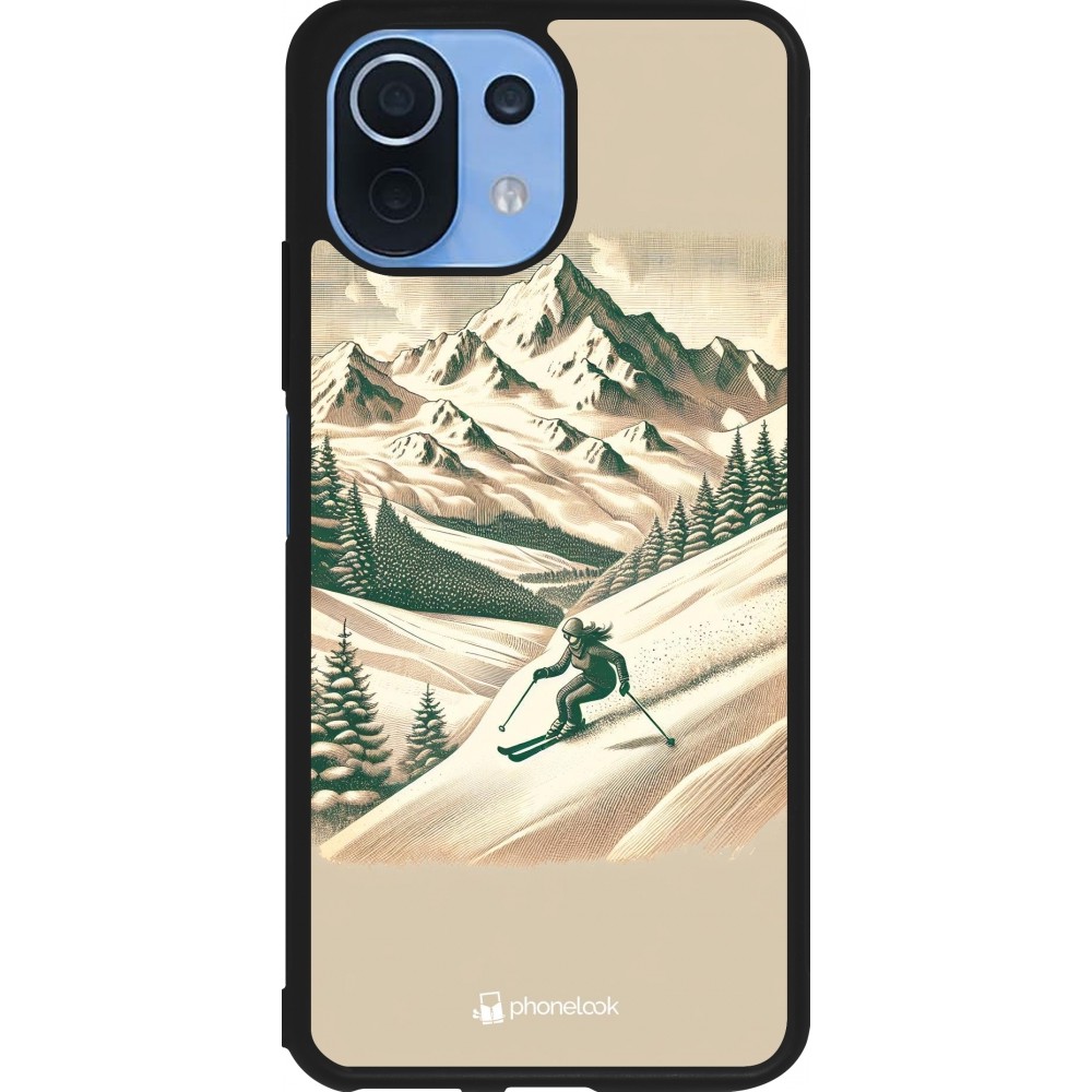 Coque Xiaomi Mi 11 Lite 5G - Silicone rigide noir Vintage Ski Mountain