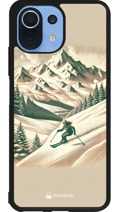 Coque Xiaomi Mi 11 Lite 5G - Silicone rigide noir Vintage Ski Mountain